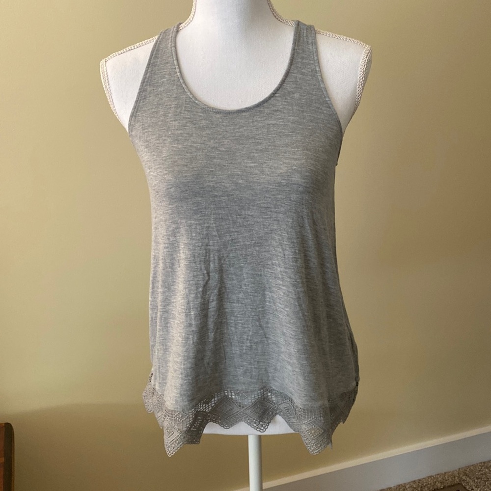 Old Navy Girls XL (14) Gray Lace Tank NWOT
